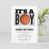 男の子バスケットボールベビーシャワーパーティの招待状 招待状 (スタンド正面)