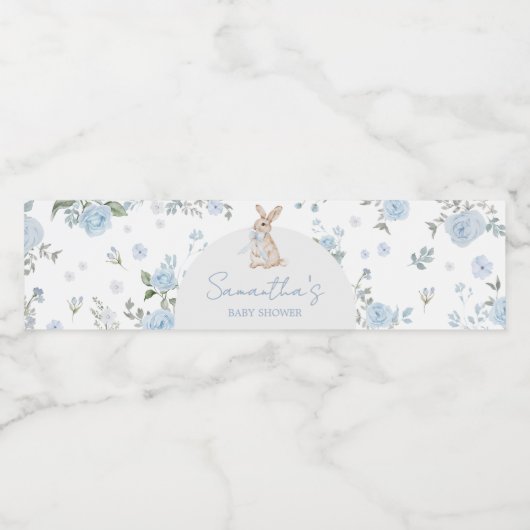 男の子バニーの赤ちゃんシャワー ペットボトルラベル (シングルラベル)