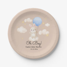 男の子バルーンかわいい茶色のバニー赤ちゃんシャワー ペーパープレート