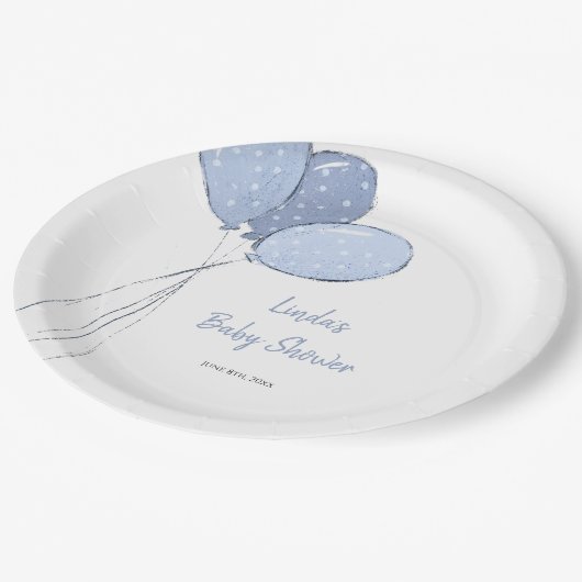 男の子バルーン赤ちゃんシャワー ペーパープレート (アングル)