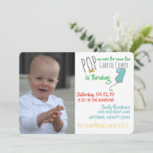 男の子バルーン1st誕生日招待状 – ダウンロード可能 招待状 (スタンド正面)