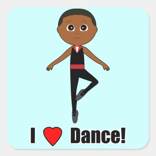 男の子バレエダンサー：私はダンスが大好き スクエアシール (正面)