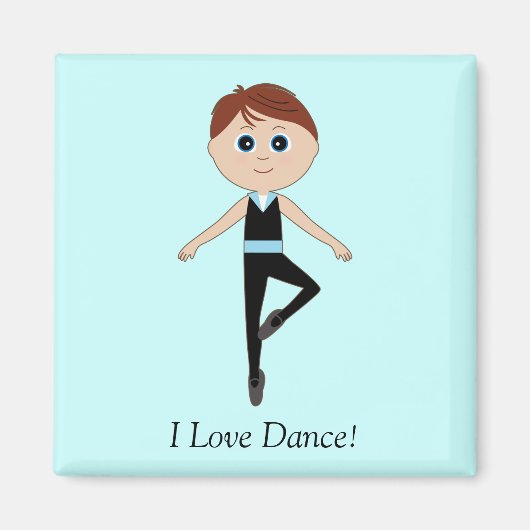 男の子バレエダンサー：私はダンスが大好き マグネット (正面)