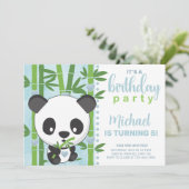 男の子パンダの誕生日の招待、招待状。 招待状 (スタンド正面)
