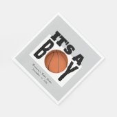 男の子パーソナライズされたバスケットボールの赤ちゃんシャワーグレー スタンダードランチョンナプキン (角)