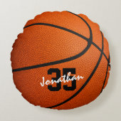男の子パーソナライズされた女子バスケットボール枕 ラウンドクッション (正面)