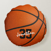 男の子パーソナライズされた女子バスケットボール枕 ラウンドクッション (裏面)
