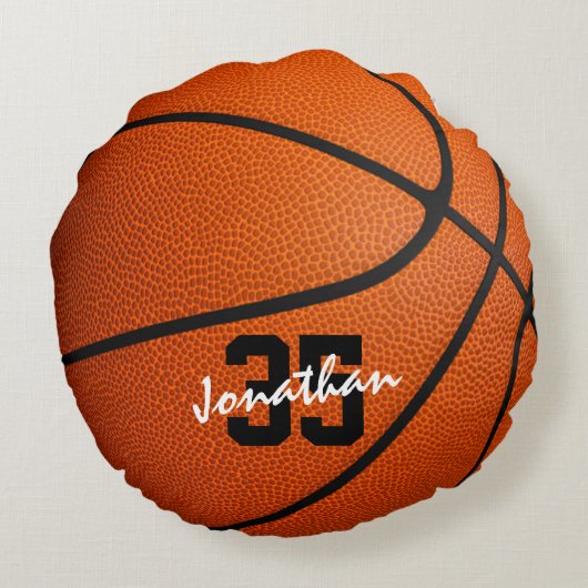 男の子パーソナライズされた女子バスケットボール枕 ラウンドクッション (裏面)