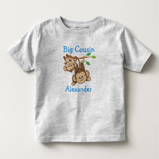 男の子パーソナライズされた猿の大従兄弟 トドラーTシャツ (正面)