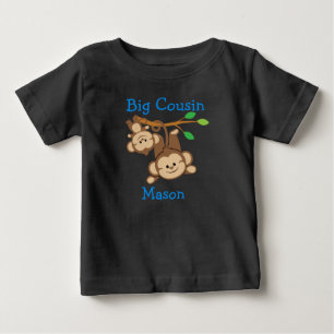 男の子パーソナライズされた猿の大従兄弟 ベビーTシャツ