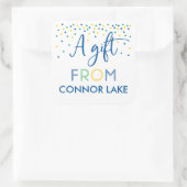 男の子パーソナライズされた紙吹雪誕生日ギフトシール スクエアシール (バッグ)