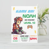 男の子ビデオゲーム誕生日パーティー 招待状 (スタンド正面)