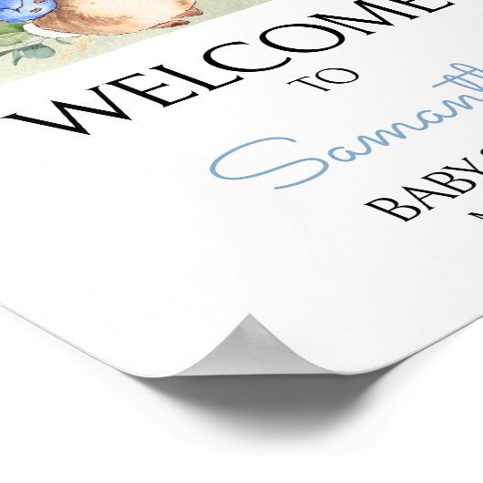 男の子ピーターうさぎ赤ちゃんシャワーへようこそ ポスター (角)