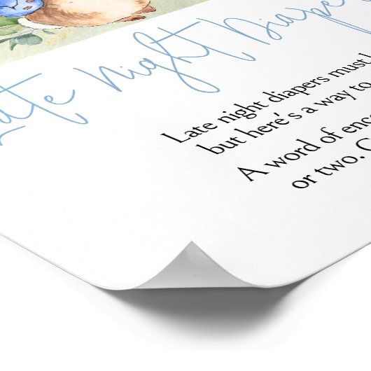 男の子ピーターうさぎ赤ちゃんシャワー夜遅くのおむつ ポスター (角)