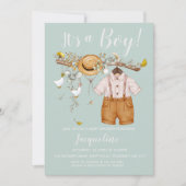 男の子フローラの赤ちゃんシャワー招待状 招待状 (正面)