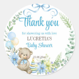 男の子フローラリースの赤ちゃんシャワー感謝していだ ラウンドシール