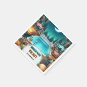 男の子ブルバーベキューウィンタープールパーティー13th誕生日 スタンダードカクテルナプキン (角)