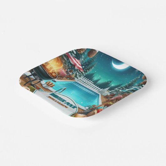 男の子ブルバーベキューウィンタープールパーティー13th誕生日 ペーパープレート (傾斜あり)