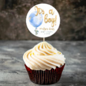 男の子ブルーバルーンベビーシャワーステッカー ラウンドシール