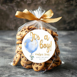 男の子ブルーバルーンベビーシャワーステッカー ラウンドシール