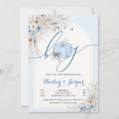 男の子ブルーパンプキンベイビーシャワーパンパ 招待状 (正面)