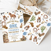 男の子ブルーブラウン西は1歳の誕生日だった 招待状