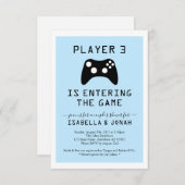 男の子プレーヤー3ビデオゲームベビー/カップルのシャワー 招待状 (正面/裏面)