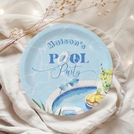 男の子プール誕生日パーティーブルースイミングプール ペーパープレート