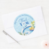 男の子プール誕生日パーティー青いスイミングサンキュー ラウンドシール (封筒)