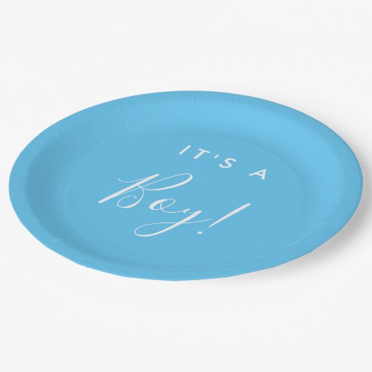 男の子ベビーブルーベビーシャワー紙プレート ペーパープレート (アングル)