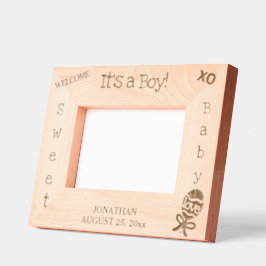 男の子ベビーラトル誕生統計6 x 4、7 x 5 レーザー彫刻フレーム