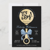 男の子ベビーラトル赤ちゃんシャワー招待状 招待状 (正面)