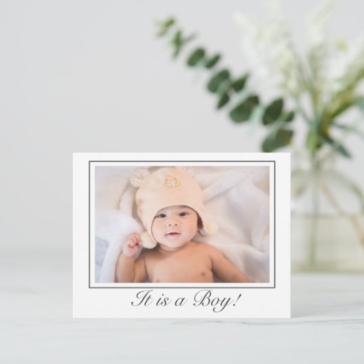 男の子ベビー誕生写真発表葉書 ポストカード (スタンド正面)