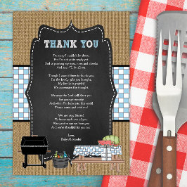 男の子ベビーQありがとうノート詩/ BBQ赤ちゃんシャワー 招待状