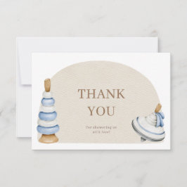 男の子ボホブロックやおもちゃの本でベビー サンキューカード