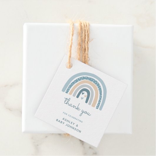 男の子ボホ虹の赤ちゃんシャワーありがとう フェイバータグ (インサイチュ)
