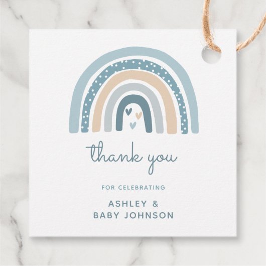男の子ボホ虹の赤ちゃんシャワーありがとう フェイバータグ (裏面)