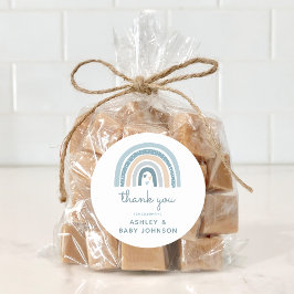 男の子ボホ虹の赤ちゃんシャワーありがとう ラウンドシール
