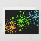 男の子ボーリングをするパーティー、誕生日のネオン白熱ボーリング 招待状 (裏面)