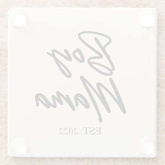 男の子マカスタムマEST。母ミニマル母ママ ガラスコースター (裏面)