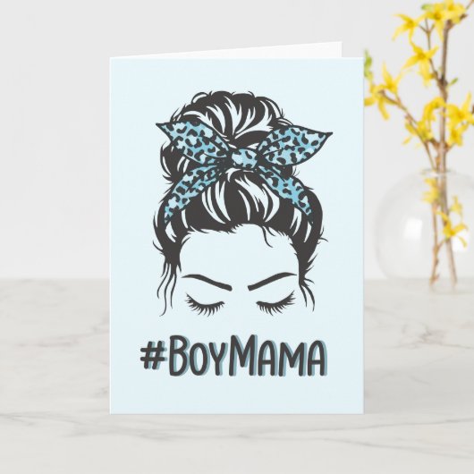 男の子ママ乱雑Bun男の子ママのプレゼント カード (黄色い花)