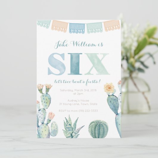 男の子メキシコのフィエスタカッティ6th誕生日パーティー 招待状 (スタンド正面)