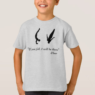 男の子メンズ体操の倒れかけたトランポリンのワイシャツ Tシャツ