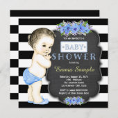 男の子モダンチョークボード赤ちゃんシャワー 招待状 (正面/裏面)
