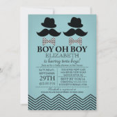 男の子モダン小さな男の口ひつ双子赤ちゃんシャワー 招待状 (正面)