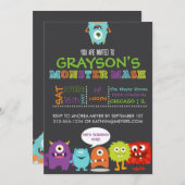 男の子モンスターのマッシュの誕生日のパーティの招待状 招待状 (正面/裏面)