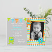 男の子モンスターの誕生日の招待状 招待状 (スタンド正面)