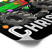 男の子モンスタートラックメリークリスマスサンタハットキッズ ポスター (角)