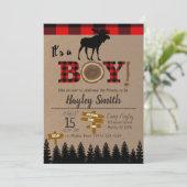 男の子モースのフランネルのプライド赤ちゃんシャワー 招待状 (スタンド正面)