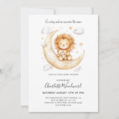 男の子ライオンかわいい赤ちゃんシャワー 招待状 (正面)